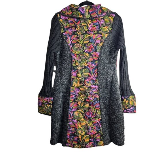 Kamana New Women's Jungle Queen Knit Embordered Button Wool Blend Sweater Coat - Picture 8 of 12